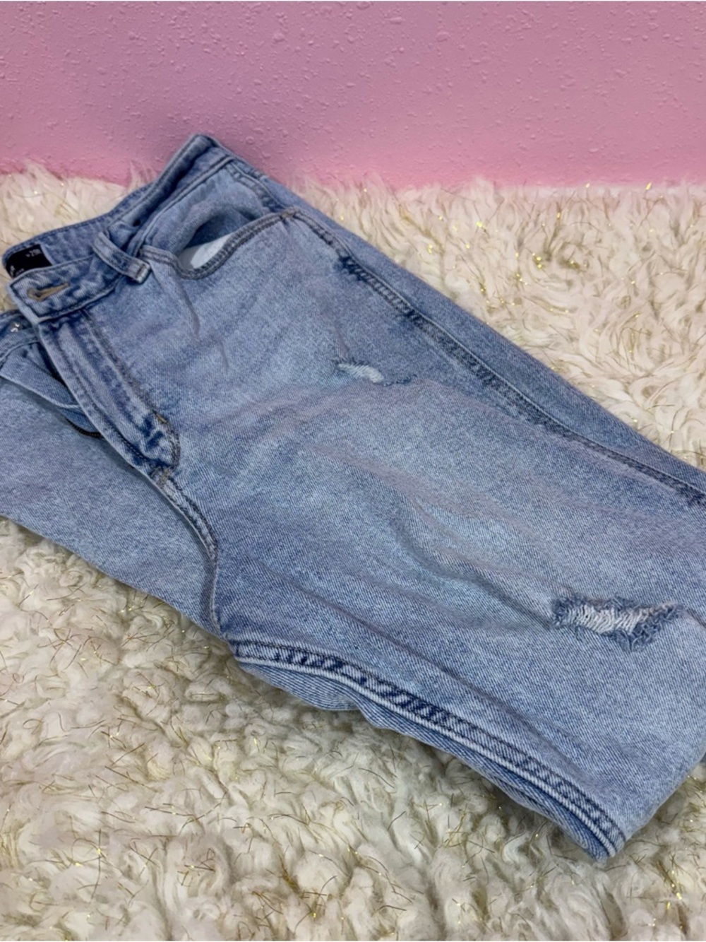 Hollister Light Blue Distressed High-Rise Jeans